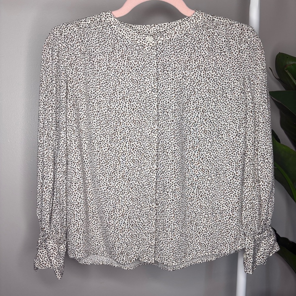 Banana Republic ECOVEROM BALLOON-SLEEVE BLOUSE Leopard Animal Print Size XXS - Picture 2 of 8